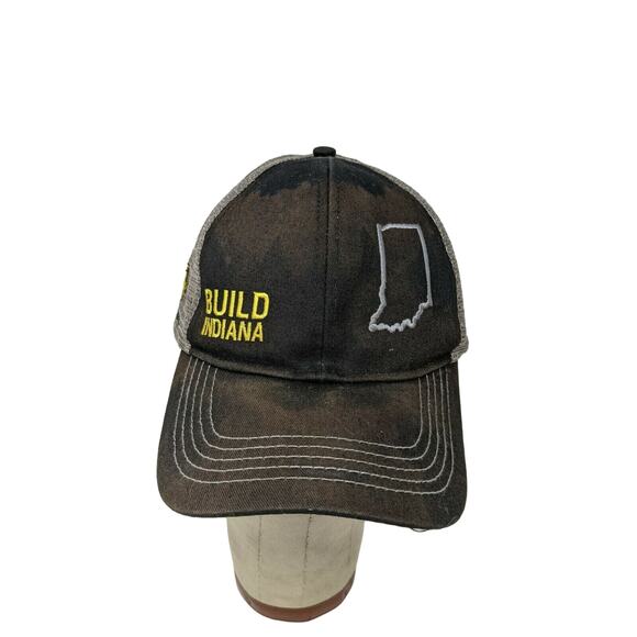 John Deere Brand Trucker Hat Meshback Snapback Build Indiana Black & Grey - Picture 1 of 11
